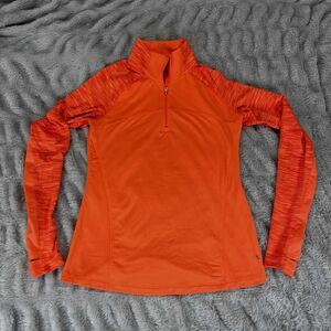 Danskin Now Pullover Womens XS Orange Long Sleeve Quarter Zip Athletic Top Dri-M